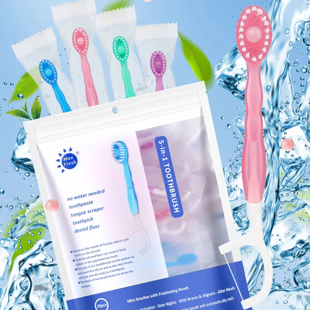 5-in-1 Disposable Travel Toothbrush