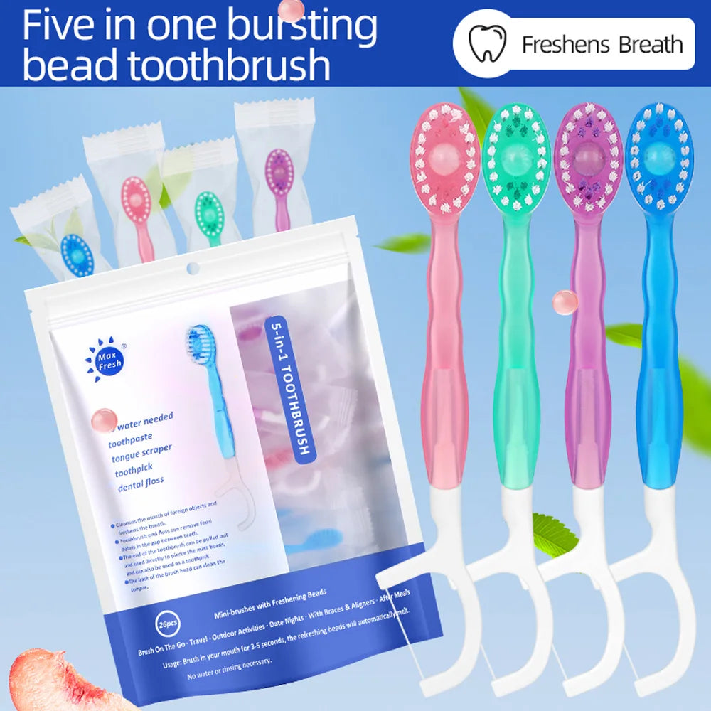 5-in-1 Disposable Travel Toothbrush
