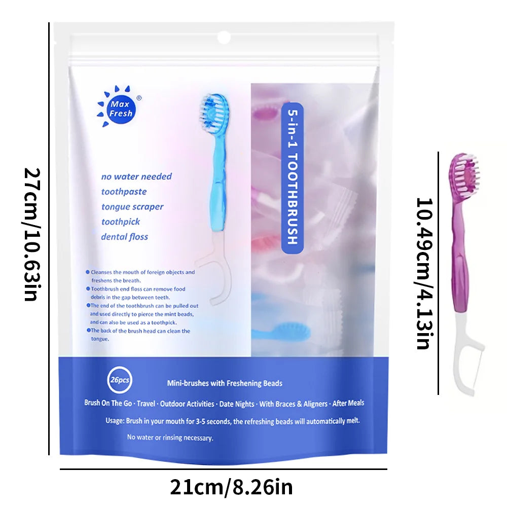 5-in-1 Disposable Travel Toothbrush